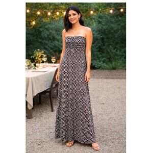 Banana Republic Maxi Dress Strapless Diamond Resort Costal Effortless Chic XS